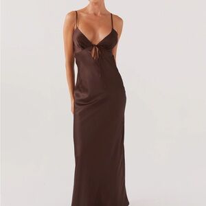 Brown Satin Dress